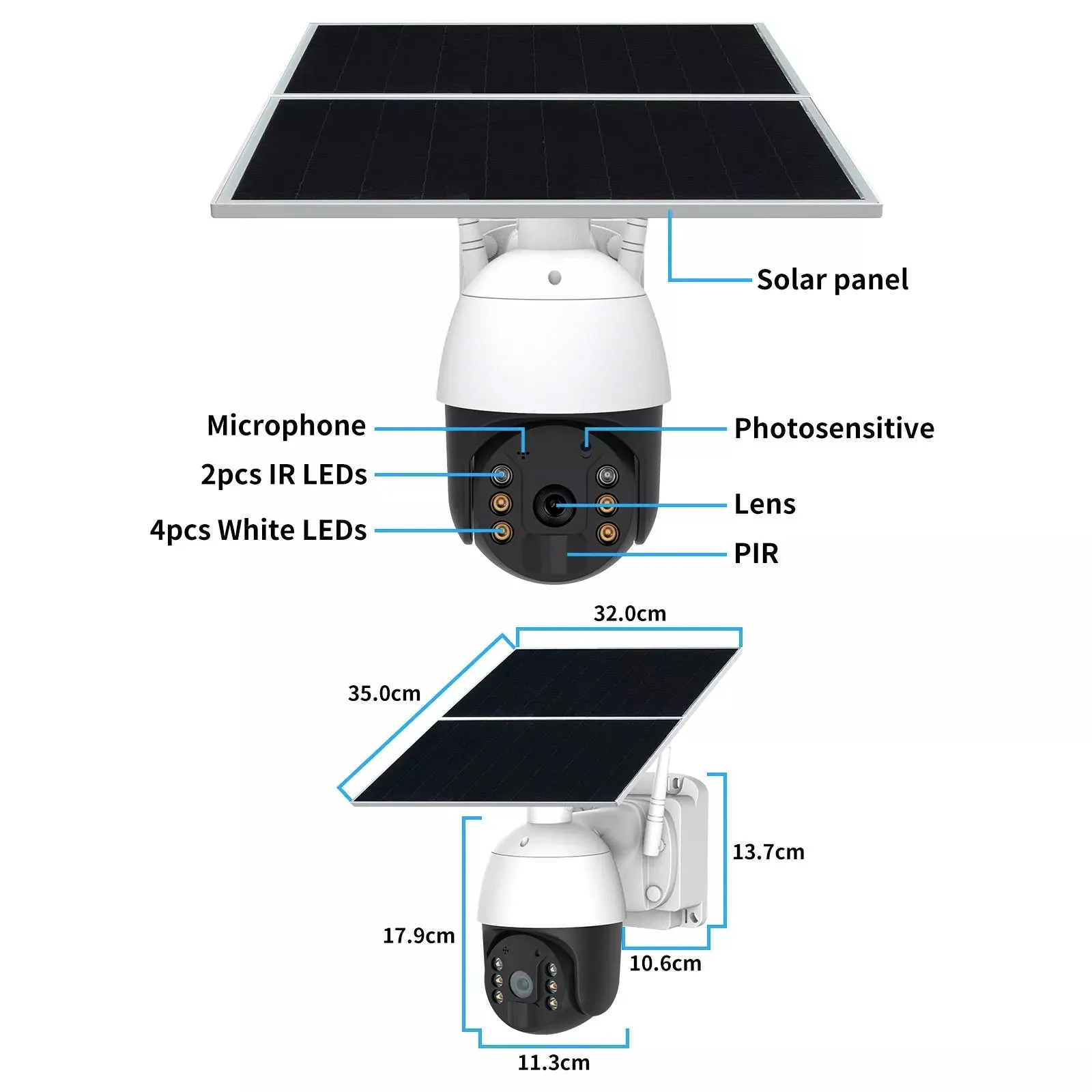4G LTE 24 Hour / 365 Days Solar Power PTZ Security Camera Full HD 1080p Video Recorder