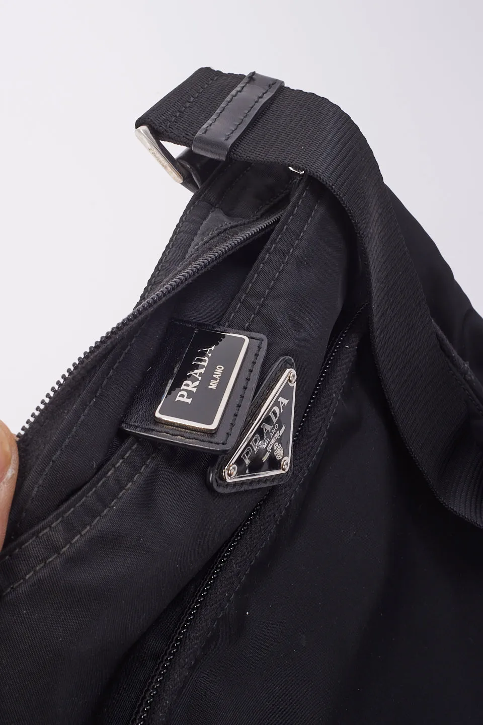 Prada Black Nylon Tessuto Flat with Front Pocket  Messenger Crossbody Bag
