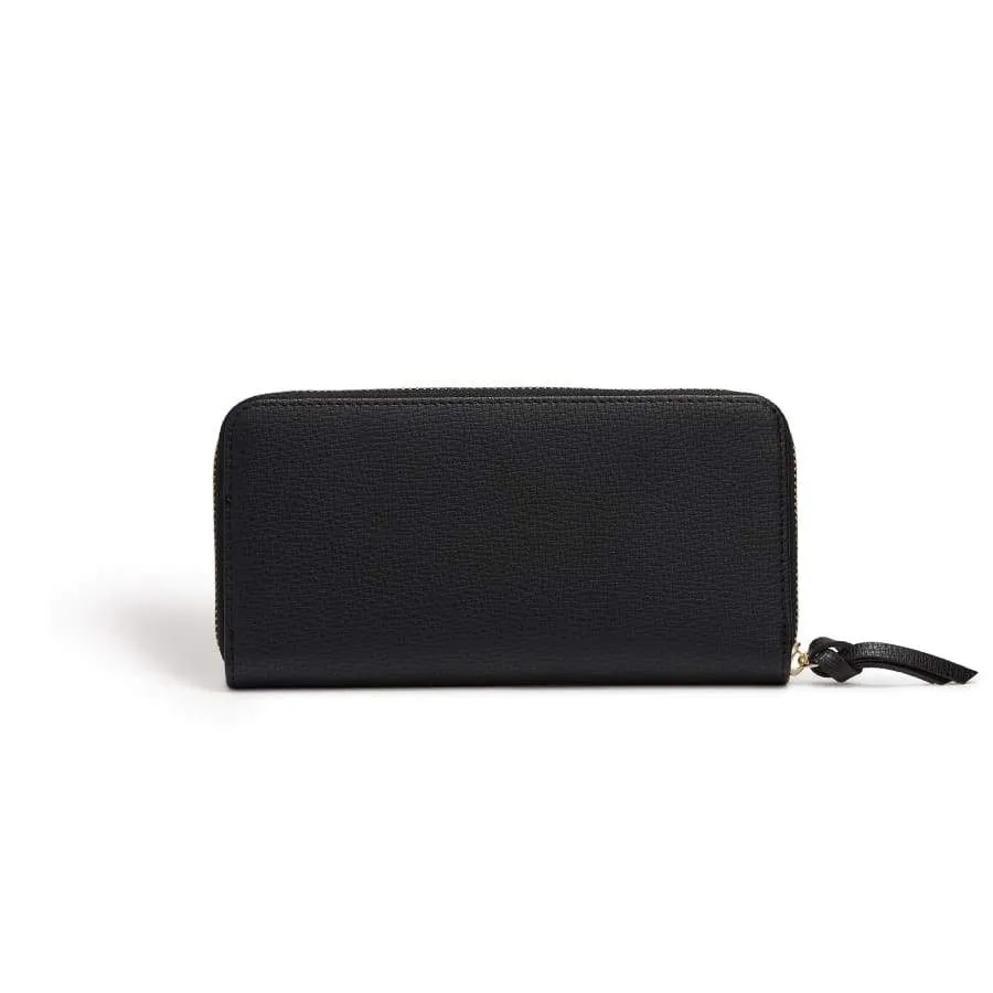 Serene Vegan Leather Zip Around Wallet | Black
