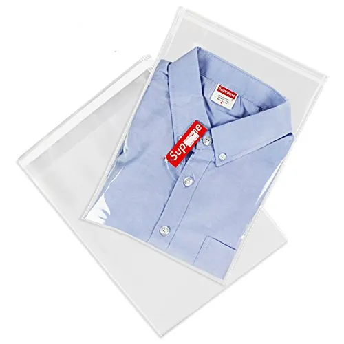 Spartan Industrial - 10" X 13" (100/200/1000 Pack) Crystal Clear Resealable Polypropylene Poly Bags for Packaging, Clothing & T Shirts - Self Seal & Reinforced