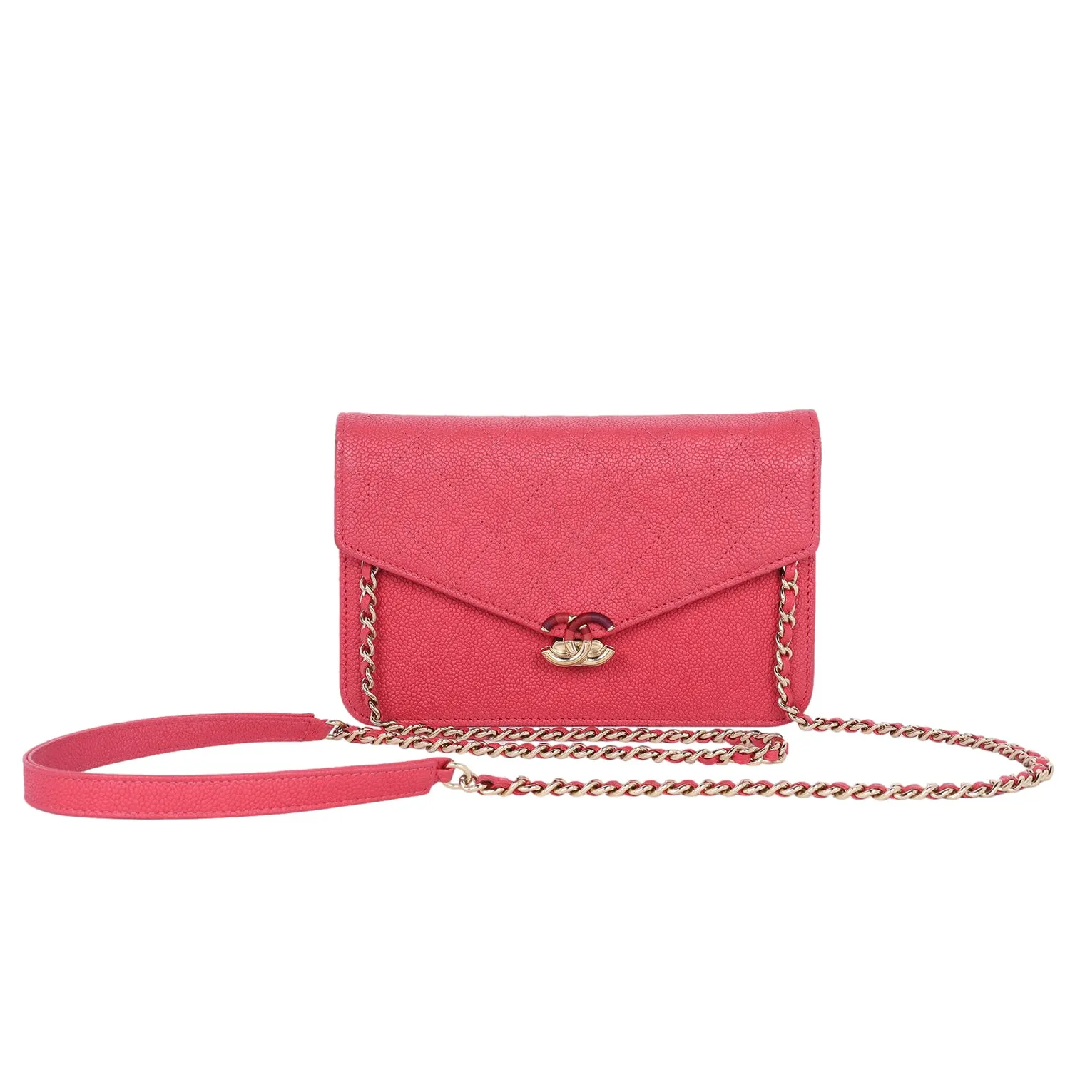 Thread Around Chain Flap Bag Quilted Caviar