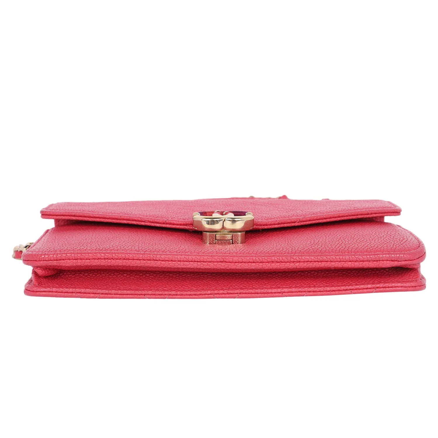 Thread Around Chain Flap Bag Quilted Caviar